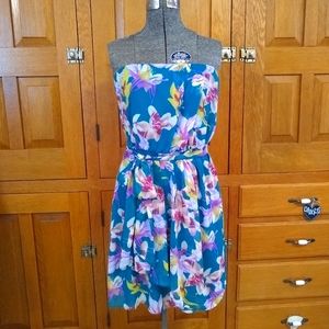 Express floral chiffon strapless summer dress